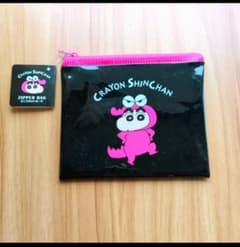Brand new with tags: Crayon Shin-chan mini flat pouch, black/pink