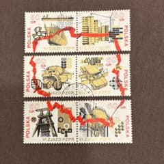70651セール現品限　外国切手未使用　ポーランド発行建築物風景1種揃 まとめ買い歓迎 切手 海外切手 ポーランド 統一労働者党大会 消印付き