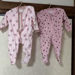 ベビー服 2点セット ロンパース 猫柄 ハート柄のサムネイル