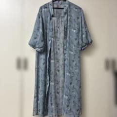 花柄 シアー ロングカーディガン ブルーのサムネイル