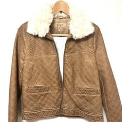 ZARA ザラ 襟ファー付き キルティング フェイクレザージャケット　Mのサムネイル