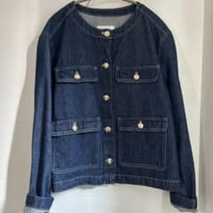 H&M デニムジャケット ノーカラー ゴールドボタンのサムネイル