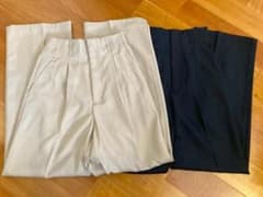 GU ワイドパンツ 2点セット S ブラック ベージュ タックパンツ きれいめのサムネイル