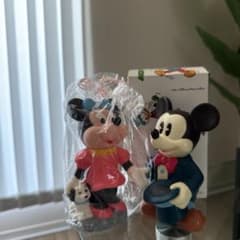 쇼와 레트로 미키 미니 돼지 저금통 희귀 Disney 쌍