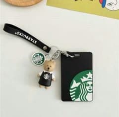 スターバックス カード入れ　ケース　suicaスイカ入れ　定期入れ くま 黒いのサムネイル