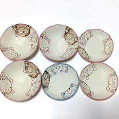 新品◆猫柄 小皿・浅鉢 6点セット 日本製のサムネイル