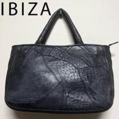 美品 ibiza オーストリッチ パッチワーク トートバッグ ブラック A4 