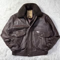 美品】90s G-1 フライトレザージャケット L ムートン襟ボア・中綿入り