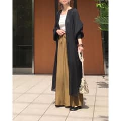 SENSE OF PLACE スキッパーシアーロングシャツワンピース　ブラック