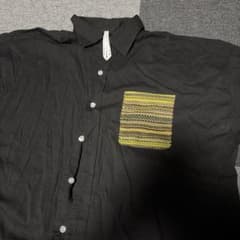 HALHAM メンズ ブラック シャツ ニットポケット付きのサムネイル