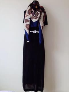 【HERMES】最終値下げ、ブラックロングワンピースベルト付きエルメスビーチにも HERMES】最終値下げ、ブラックロングワンピースベルト付きエルメス