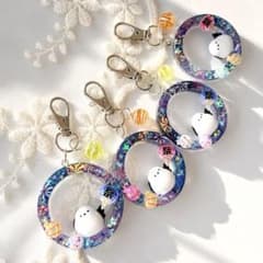 No.18 お祭り×シマエナガ　リースキーホルダーのサムネイル