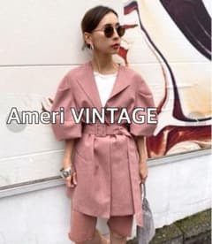 Ameriアメリヴィンテージ　ベルト付パフスリーブジャケット★ピンクブラウン Ameriアメリヴィンテージ ベルト付パフスリーブジャケット