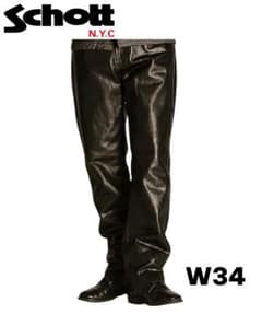在庫処分] 新品 デットストック Schott ブラックレザーパンツ W34