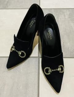 GUCCI ホースビット ビジュー スエードパンプス 36.5