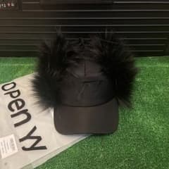 本物open YY ファー付き コーデュロイキャップ ブラック黒 - メルカリ