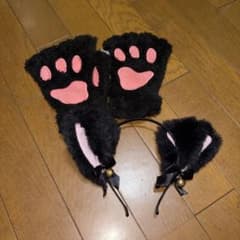 ハロウィン 猫 コスプレ / 猫耳カチューシャ＆肉球グローブのサムネイル