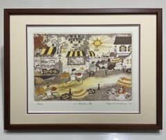 絵画・額縁・版画・上砂理佳・エッチング ・パン屋少年の朝・美術品・インテリア