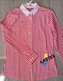 ★新品★カステルバジャック★ゴルフ★ストライプ★40★M★綿100★長袖★のサムネイル