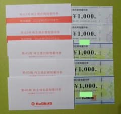 ビックカメラ　コジマ　株主優待券　1,000円×5枚セットのサムネイル