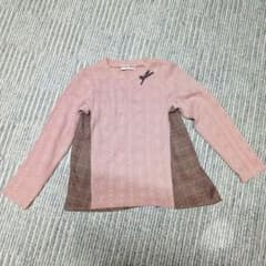 長袖カットソー ピンク チェック柄 110cmのサムネイル