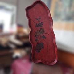 彫刻入り木製盆 飾り台付きのサムネイル