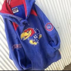 ◉90s 希少 NCAA カンザス大学 デカロゴ ビンテージ パーカー◉のサムネイル