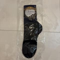 新品　Glossy コットン100% ブルー×黒ソックス 23-25cm