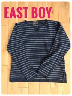 【EASTBOY 】イーストボーイ　　ボーダー 長袖 スリットネック ネイビー系のサムネイル