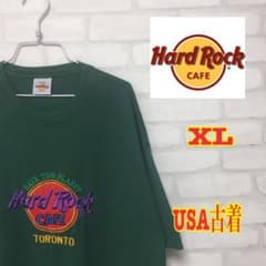 【大人気】ハードロックカフェ　tシャツ  XL グリーン　アースカラー　刺繍ロゴのサムネイル