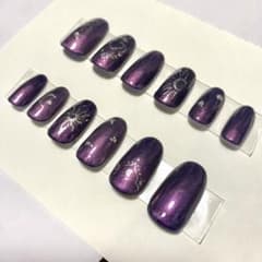 現品】ジェルネイルチップ パープル 紫 ラメ シルバー y2k - メルカリ
