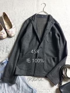 45R 45rpm ウール100ストライプ柄テーラードジャケット 1 グレー