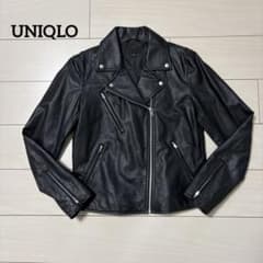 UNIQLO ネオレザーライダースジャケット　ブラック　黒　レディースM