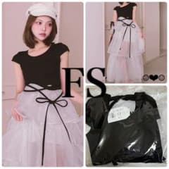 Darich♡ボリュームティアードリボンロングワンピース♡ブラック♡FS