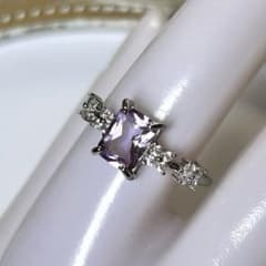 A254)豪華で美しいアメジスト◇スクエア型◇リング◇指輪◇天然石