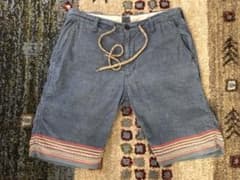 Go hemp青色 刺繍入りショートパンツのサムネイル