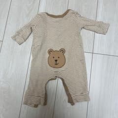 baby Gap クマ刺繍ストライプロンパースのサムネイル