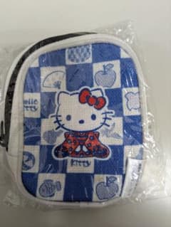 ハローキティ チェック柄ポーチ 青 新品のサムネイル
