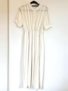 美品　My shawty アイボリー プリーツシャツワンピース 半袖のサムネイル
