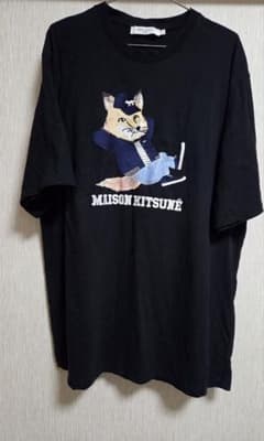 MAISON KITSUNÉ 黒 Tシャツ 狐の刺繍　XLのサムネイル