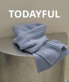 トゥデイフル　リブニットマフラー　【アイスブルー】 TODAYFUL/トゥデイフル】Rib Knit Muffler/リブニットマフラー