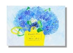 絵画 油絵 原画 花 紫陽花 ブルー イエロー アート インテリア SM