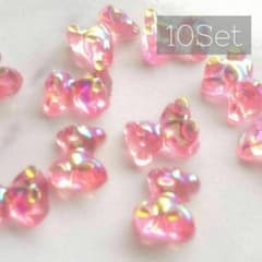 ネイルパーツ　オーロラテディベア　グミベア　レッド　10個セット　6㎜ - 5