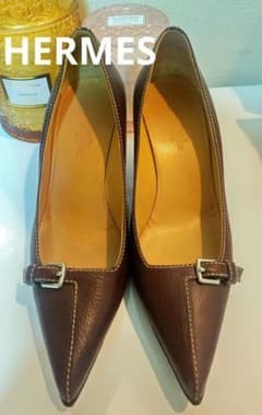 正規品HERMESパンプス茶色のサムネイル