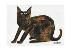 オイルパステル画　原画　A4サイズ　猫の絵　ドローイング　猫のイラストのサムネイル