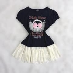 00s Y2K ウィッシュコア リボン ラメロゴ Tシャツ チュニック 姫系