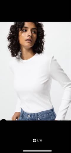 UNIQLOユニクロ　ソフトリブクルーネックTシャツ　Mサイズのサムネイル