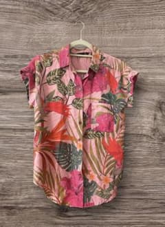 Desigual デシグアル ボタニカル柄 半袖 シャツ EURXS ピンク - メルカリ