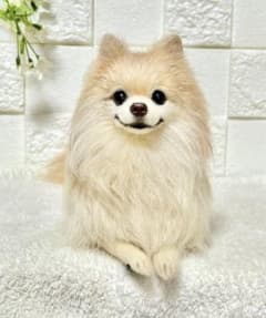 羊毛フェルト ハンドメイド 犬【ポメラニアン】ぬいぐるみ リアル