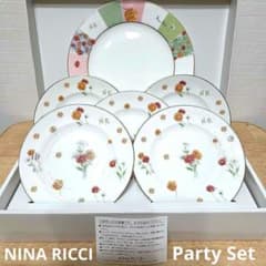 新品 ニナリッチ パーティーセット 大皿 1枚 ケーキ皿5枚 花柄 箱説明